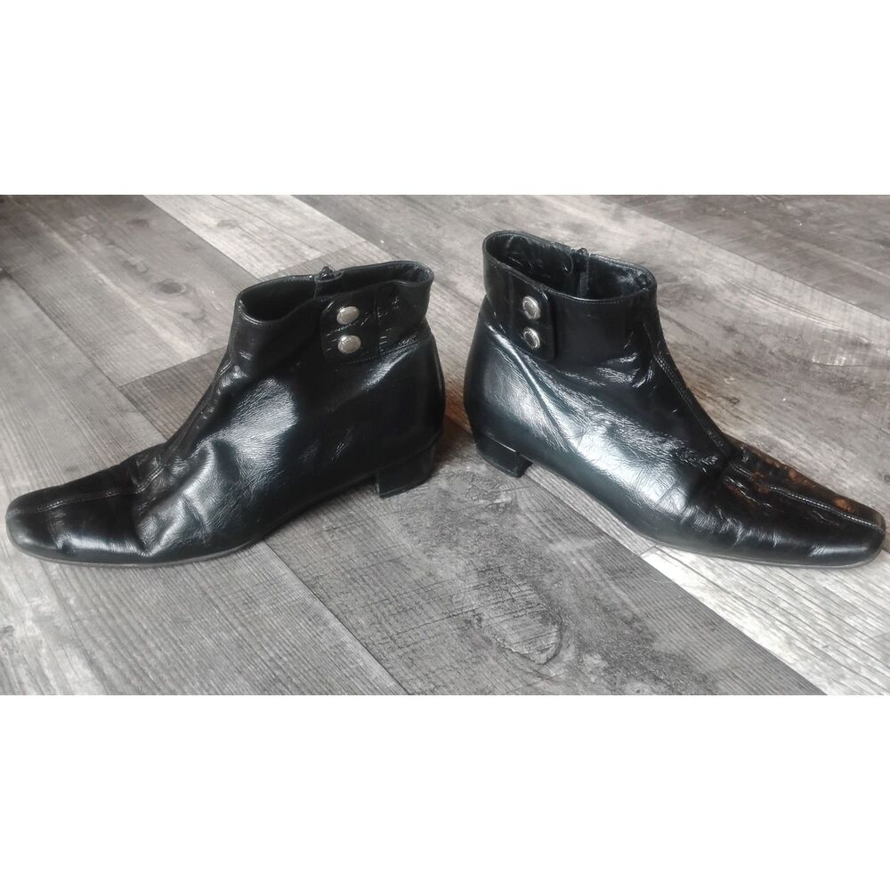 Coach Rossie Italian Black Patent Leather Women's Size 7.5 Ankle Boots